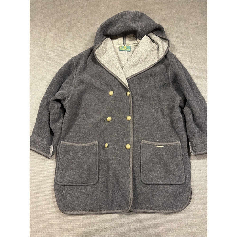 Giesswein Austria Pure Boiled Wool Coat Hooded Jacket Double Breasted 40 US M/L